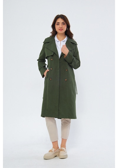 Pastelastore %100 Pamuk Gabardin Uzun 110cm Astarlı Kemerli Kadın Trençkot 1111 Koyu Haki Pastelastore %100 Pamuk Gabardin Uzun 110cm Astarlı Kemerli Kadın Trençkot 1111 Koyu Haki