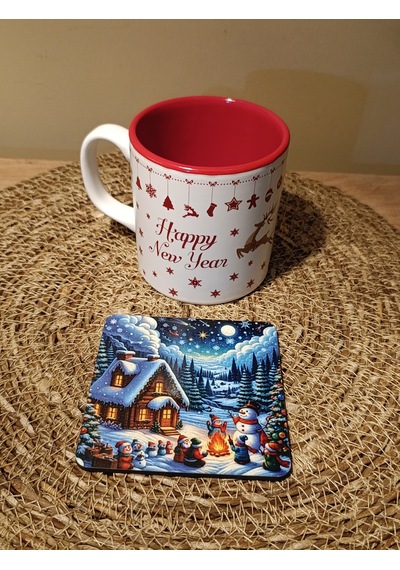 Happy New Year Yılbaşı Kupa Ve Bardak Altlığı Diğer