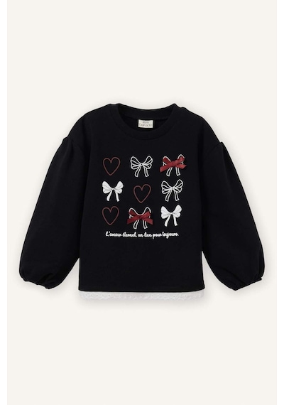 Defacto Oversıze Desenli Sweatshırt Kız Bebek G8109a526spbk81 Siyah-bk81