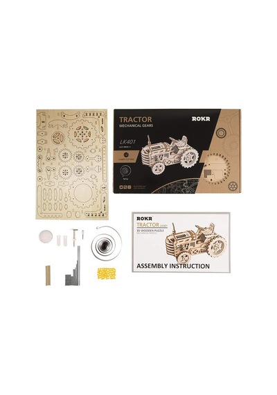 Rokr Lk401 Traktör Tractor Dıy Minyatür Maket Model Seti Ahşap 3d Wooden Puzzle 3d Model Kit Detaylı Dekoratif Hobi Seti Ahşap Maket