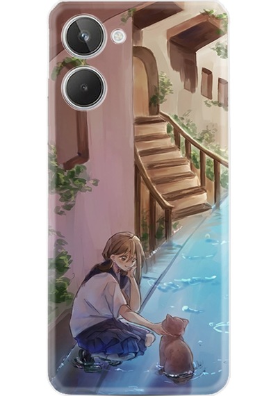 Realme 10 4G Desenli Silikon Platinium Series Cat And Girl 1808