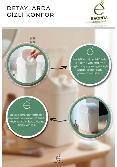 Kapaklı Mini Çok Amaçlı Saklama Kutusu Masa Üstü Organizer Banyo Mutfak Küçük Çöp Kovası Renkli