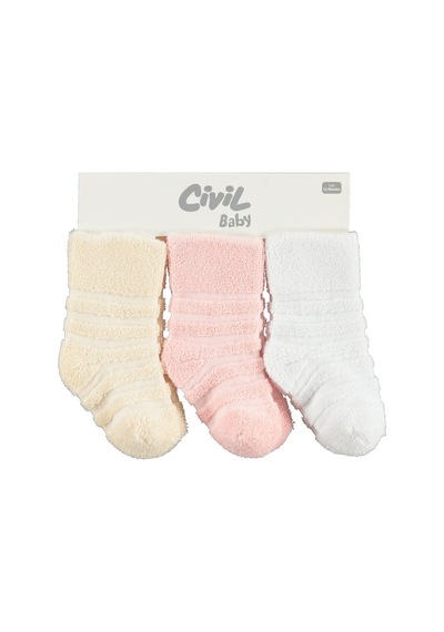 Civil Baby Çemberli Basic Havlu 6- 3'lü Bebek Kız Çorap Set Standart