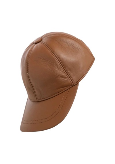 Unisex %100 Deri Arkadan Ayarlanabilir Baseball Kep Şapka Açık Kahverengi