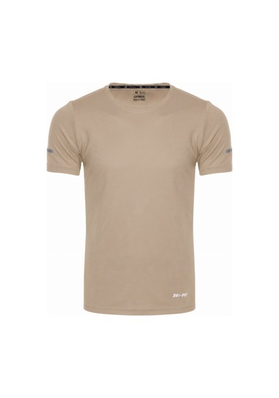 Genius Store Erkek Nem Emici Hızlı Kuruma Atletik Teknik Performans Spor T-shirt Drıfıt-kısakol Bej