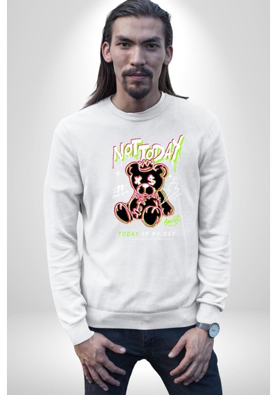 Bugün Değil Unisex Beyaz Sweatshirt Beyaz