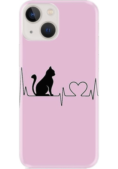 Apple Uyumlu iPhone 13 Kilif Desenli Silikon Pink Cat Heart 511676338