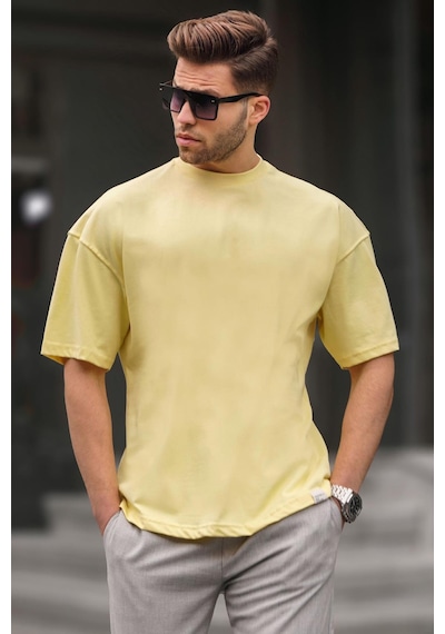 Madmext Erkek Sarı Oversize Fit Basic Tişört 6066-sarı Sarı