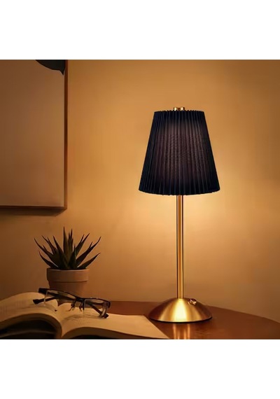 Morponi Luna Plise Gold Abajur Şarj Edilebilir Siyah