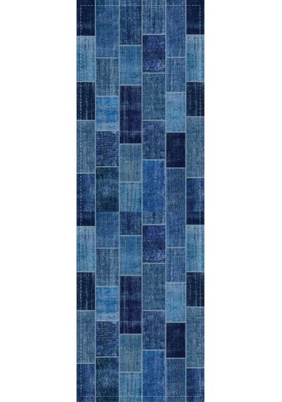 Mavi Patchwork Desenli Premium Masa Örtüsü Runner Rnr297n11