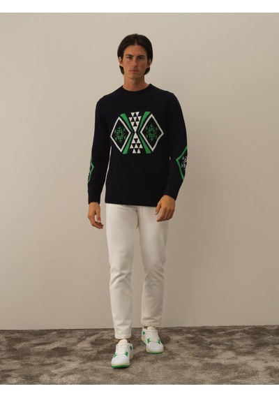 Xint Lacivert Lüks Pamuk Dokulu Regular Fit Kazak 801744