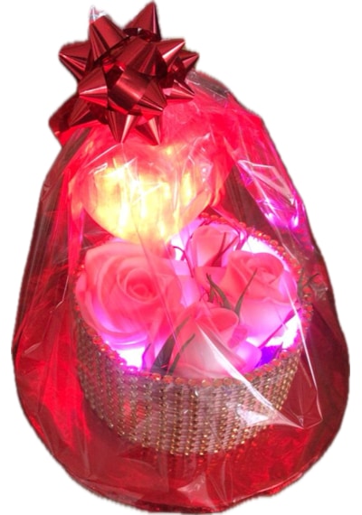 Sevgililer Günü Ledli Gül Sepeti 10cm 10cm