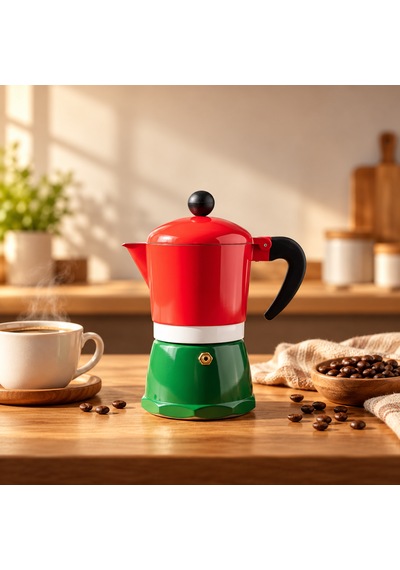 Retro Renkli Moka Pot 6 Fincan Kahve Demleyici