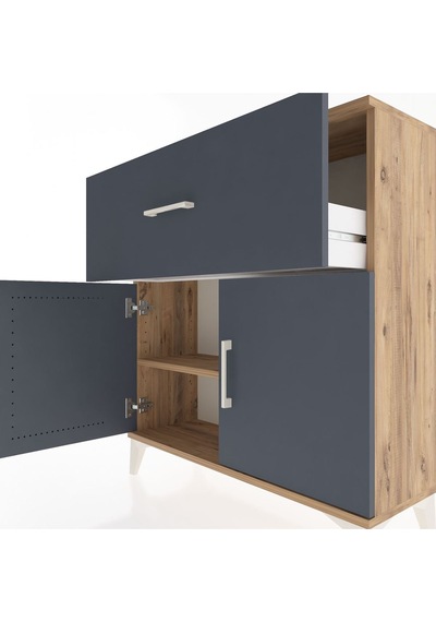 Arges Şifonyer Tek Raflı Tek Çekmeceli 2 Kapaklı 88x30x96 Çam... Çam