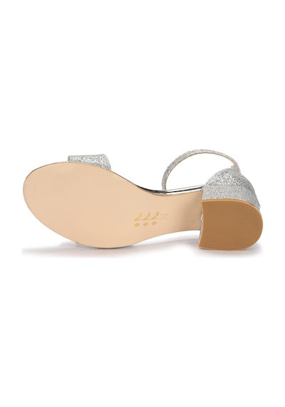 Kiko Kids 769 Kum Simli Günlük Kız Çocuk 4 CM Topuklu Sandalet Ayakkabı Gümüş 001