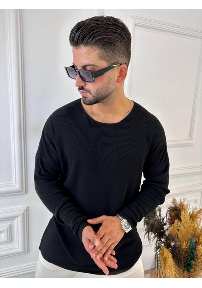 Kazak Oversize Örme Natural Pamuk Tüylenmeyen Kazak Salaş Tarz Triko Sweatshirt Siyah Kazak Oversize Örme Natural Pamuk Tüylenmeyen Kazak Salaş Tarz Triko Sweatshirt Siyah