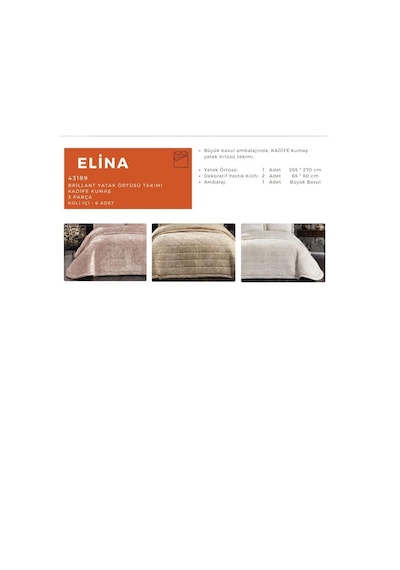 Brillant 43189 Elina Yatak Örtüsü Takımı - Kadife Kumaş 3 Parça Diğer