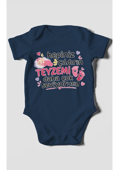 Morivokids Teyzeye Özel Kısa Kollu Bebek Body %100 Pamuk Zbn195-kk Lacivert
