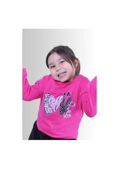 Panios Kids Kız Çocuk Baskılı T-shirt Pembe