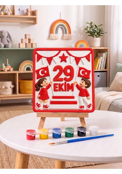 15x15 29 Ekim Taş Boyama Seti Çocuk Ve Yetişkin Hobi Kiti