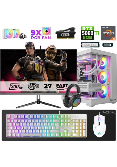 Xaser Star X300 R5-7500F 16 GB 1 TB SSD 8 GB RTX5060Tİ 27" Dos NVME Masaüstü Oyuncu Bilgisayarı