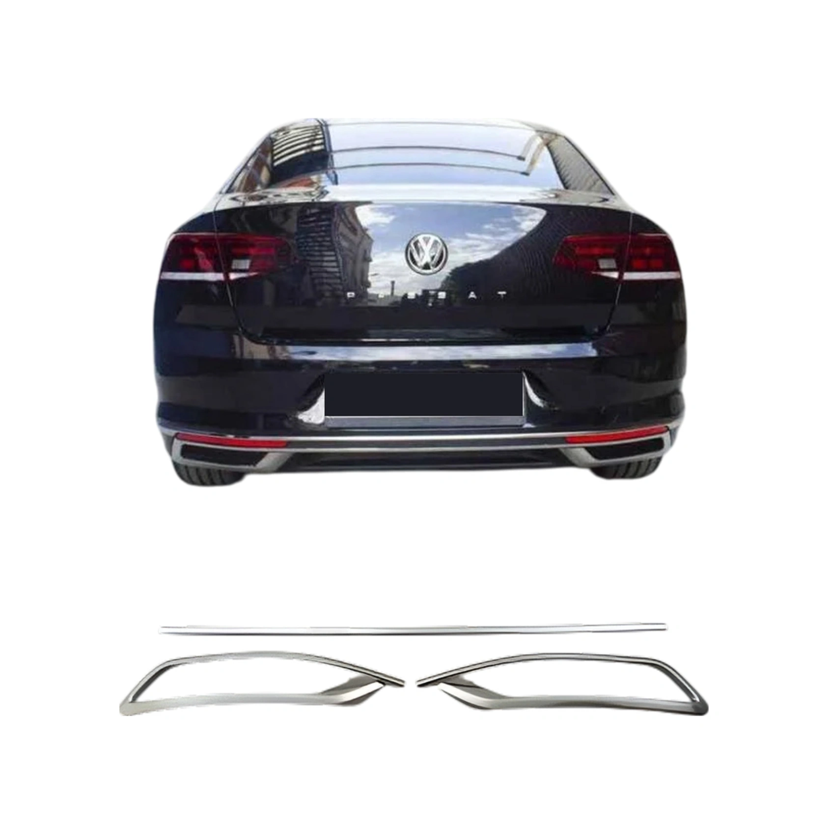 Volkswagen Passat B8,5 2019+ Araca Özel Egsoz Krom Çerçevesi 3pcs Tek Çıkış A+ Paslanmaz