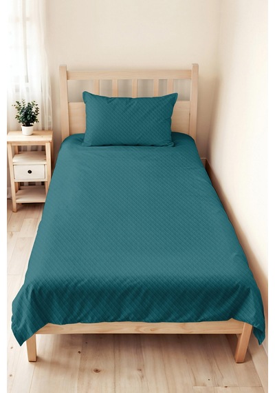 Turkuaz Modern Genç Odası Tek Kişilik Pike Takımı-kapitone Geometrik Petrol 160x220 Cm Yatak Örtüsü Sabahçı Anı Yankısı