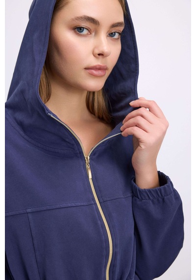 Man11605-1025 Anil Ev Giyim Anıl Kadın Kapüşonlu Fermuarlı Sweatshirt Ve Pantolon Takımı 11605 Parlement