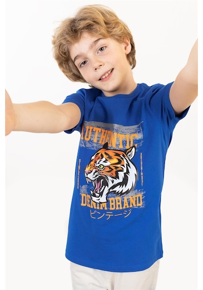 Brz Kıds Brz Kids Kaplan Baskılı Erkek Çocuk Kısa Kollu T-shirt-mavi Mavi