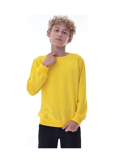 Sarı Erkek Çocuk Sweatshirt Pamuklu Rahat Kalıp Günlük Model Sarı