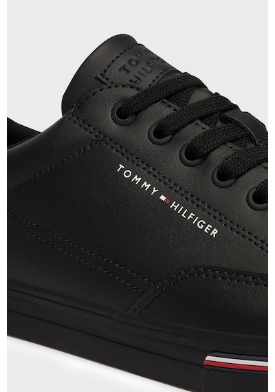 Tommy Hilfiger Logolu Deri Karışımlı Sneaker Ayakkabı Erkek Ayakkabı Fm0fm05814 Bds Siyah
