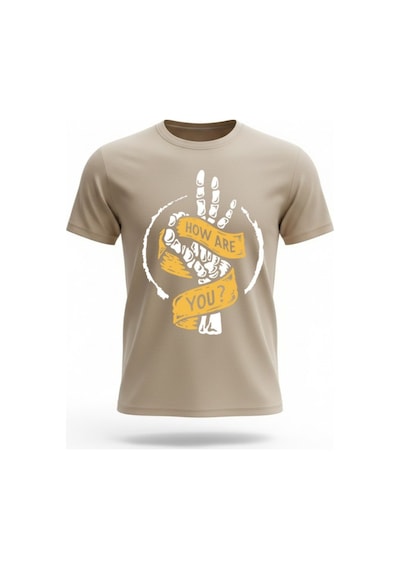 Urbantrendstore Unisex How Are You Oversize Fit Rahat Geniş Salaş T-shirt Günlük Tişört Bej