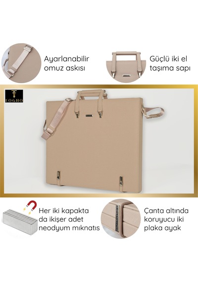 Fogho A2 Boy Pudra Lüks Proje Çizim Çantası - Deri Sanat Çantası