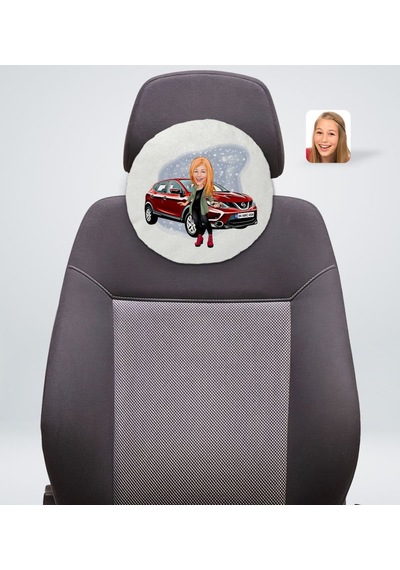 Kişiye Özel Plakalı Kadın Nissan Qashqai Karikatürlü Yuvarlak Ara (503989026)