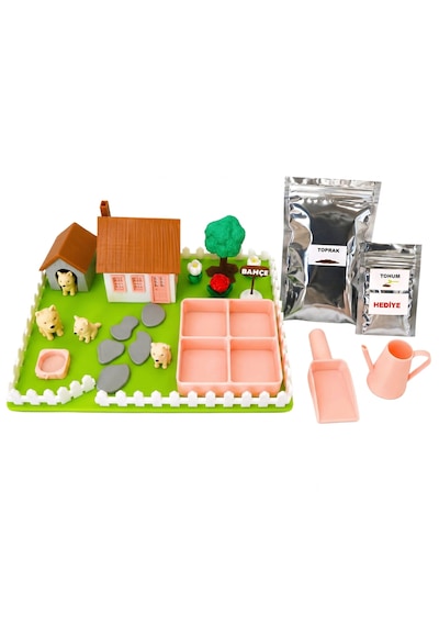 Kutpia Mini Bahçe Çocuk Oyun Ve Eğitim Seti 25x19cm - Sevimli Köpekler Pembe