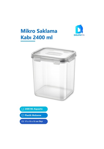 Mikro Saklama Kabı 2400 Ml, Plastik, 17 X 13 X 15 Cm Çok Renkli