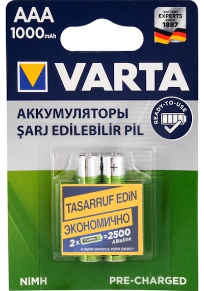Varta 5703301412 1000 mAh AAA Ni-MH Şarj Edilebilir İnce Kalem Pil 2'li