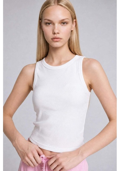 Defacto Pamuklu Slim Fit Fitilli Ribana Crop Atlet I0688ax26auer103 Ekru-er103