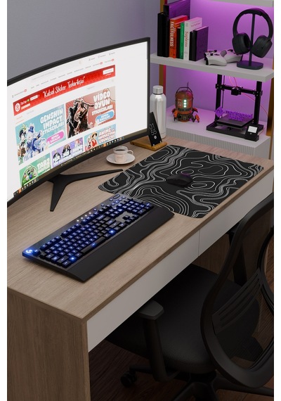 Topography Kaymaz Dikişli Kauçuk Oyuncu Mousepad V5 - 48x40 Xl Gaming Mouse Pad Fare Altlığı