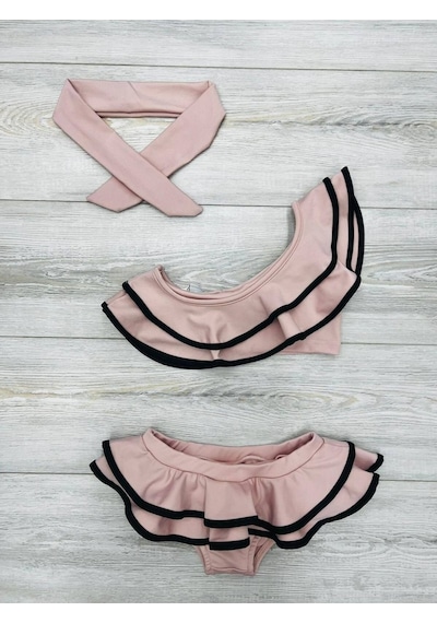 My Kids Wear Kız Çocuk Fırfırlı Ikili Bikini Takım Mor - Mavi