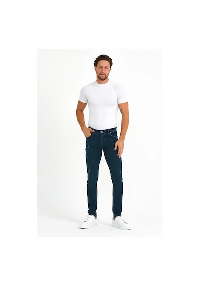 Digital Jeans Dar Kesim Erkek Yıpratmalı Kot Pantolon Koyu Yeşil Açık Gri
