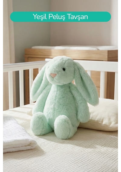 Yumuşacık Peluş Tavşan Hediyelik Bebek Uyku Ve Oyun Arkadaşı 45 Cm Oyuncak Yeşil