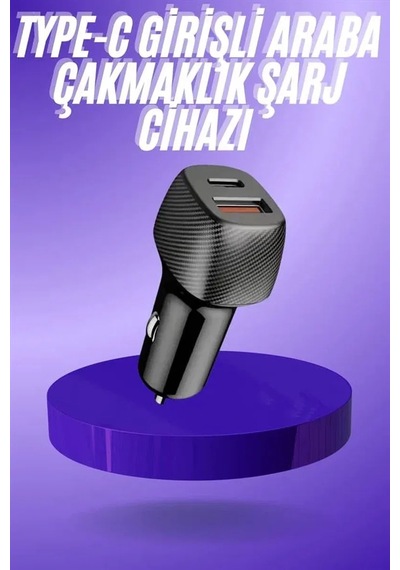 38w Usb Type-c Girişli Oto Çakmaklık Araç İçi Hızlı Şarj Çakmaklık Şarj Aleti .