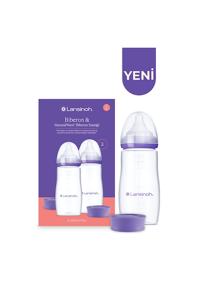 Lansinoh® 2 X 330 ML Biberon ve NaturalWave® Biberon Emziği (6 Ay+)