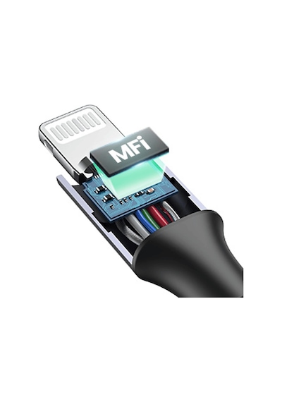 Ugreen Lightning To Usb-c 3a Pd Mfi Sertifikalı Örgülü Hızlı Şarj Kablosu 1 M Siyah
