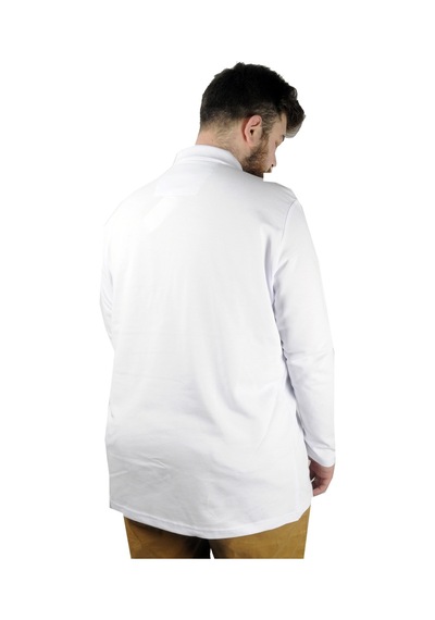 Mode Xl Büyük Beden Tshirt Polo U.Kol Cepli 22446 Beyaz 001