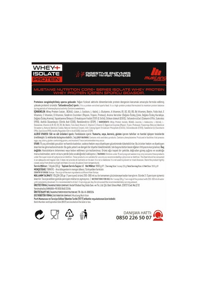 Mustang Nutrition Core+ Series Isolate Whey Protein Tozu 1800 Gr 60 Servis Çilekli Pasta + Shaker + Protein Kahve Hediyeli Çilek Aromalı