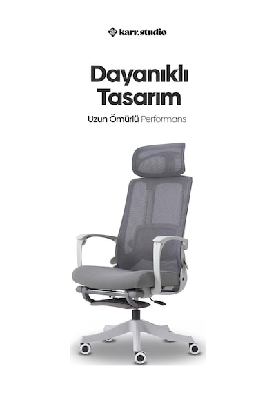 Yatomi Masajlı Ergonomik Çalışma Sandalyesi - Gri