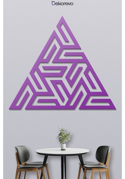 Üçgen Labirent - Metal Duvar Tablosu - Metal Duvar Sanatı - Mor - 65 X 75 Cm