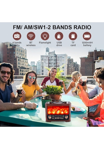 Çeşithane Eletree Fp-821 Retro Taşınabilir Radyo - Alev Işığı Efektli, Fm/am/sw 3 Bantlı, Usb Ve Tf